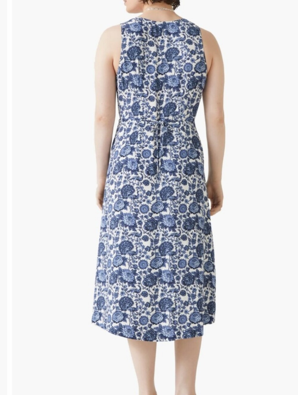 LOS ANGELES ATELIER & OTHER STORIES BLUE FLORAL MIDI DRESS SLEEVELESS SIZE 2 - Picture 4 of 16